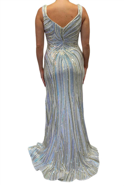 JOVANI Sequin Maxi Dress Multi US 6 3