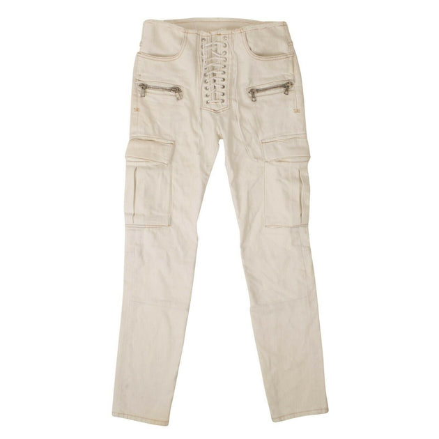 Pro-Ject Unravel Project Denim Tie Up Jeans White Beige US 20 2