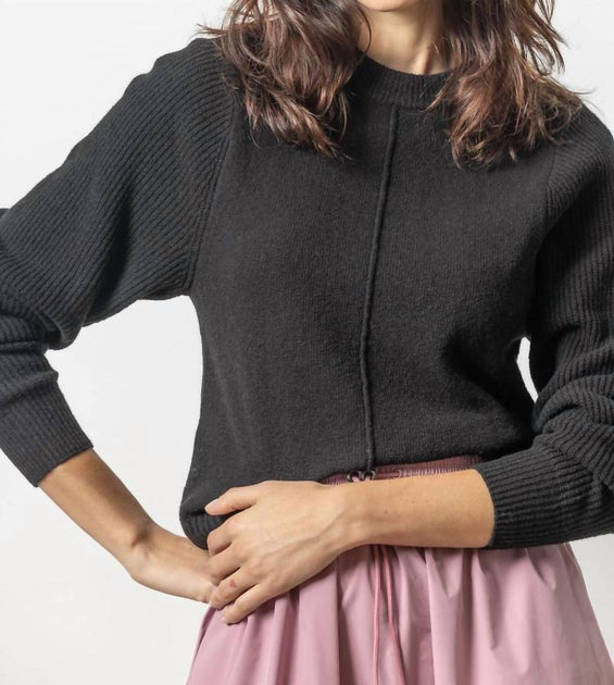 Pull à col rond côtelé Lilla P Gris Small 2