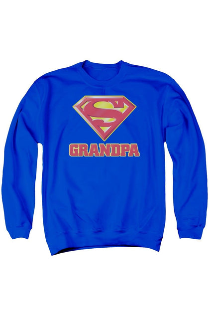 Gildan Superman Super Grandpa Crewneck Sweatshirt Blau Small 2