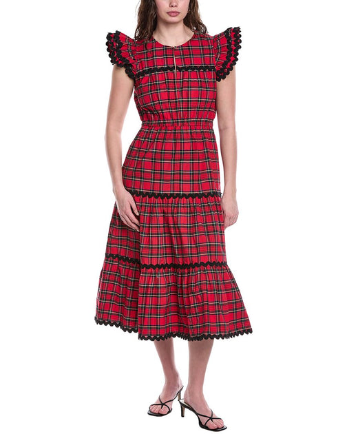 Sail to Sable Flutter Sleeve Midi Dress Red/Black Small 2