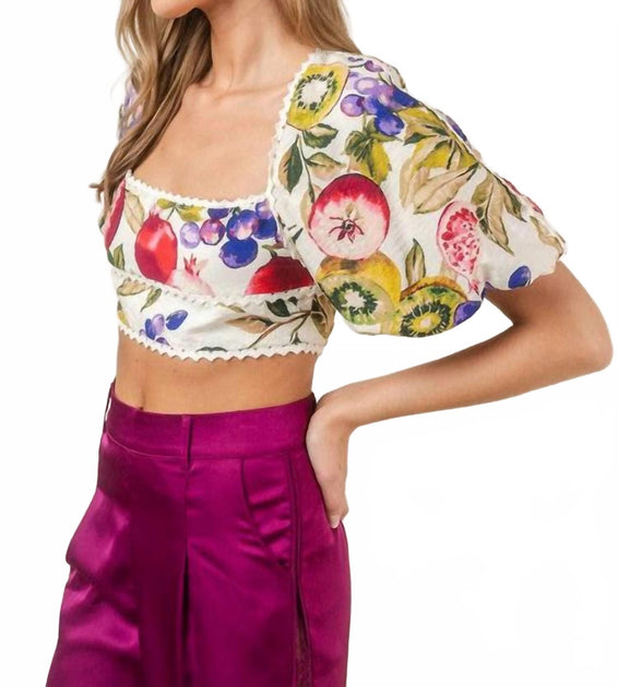 Fore Collection La Frutta Crop Top White Large 4
