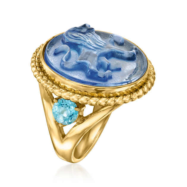 Ross-Simons Tagliamonte Venetian Glass Lion Ring Blue US 5 4