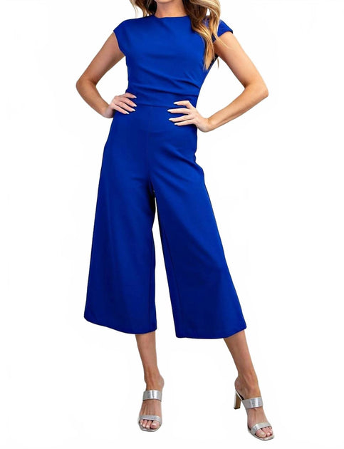 GLAM Round Neck Jumpsuit Blue Medium 2