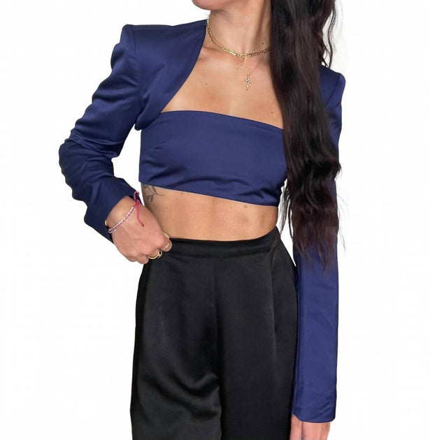 WeWoreWhat Bolero Cropped Top Blue XSmall 4