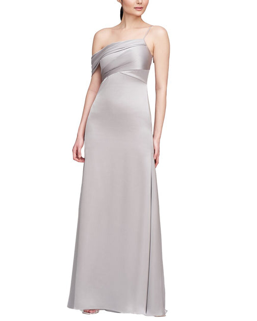 Theia Alaina One-Shoulder Gown Grey US 0 2