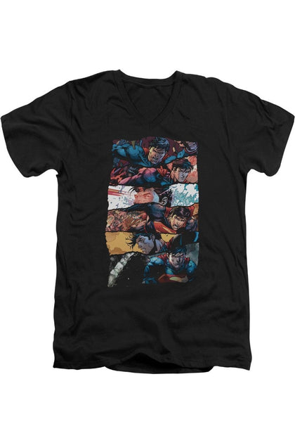 Gildan Superman Torn Collage V-Neck T-Shirt Black Medium 2