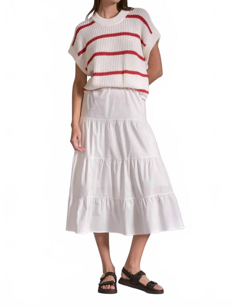 ELAN Stripe Sweater Dress Red/White XS 2