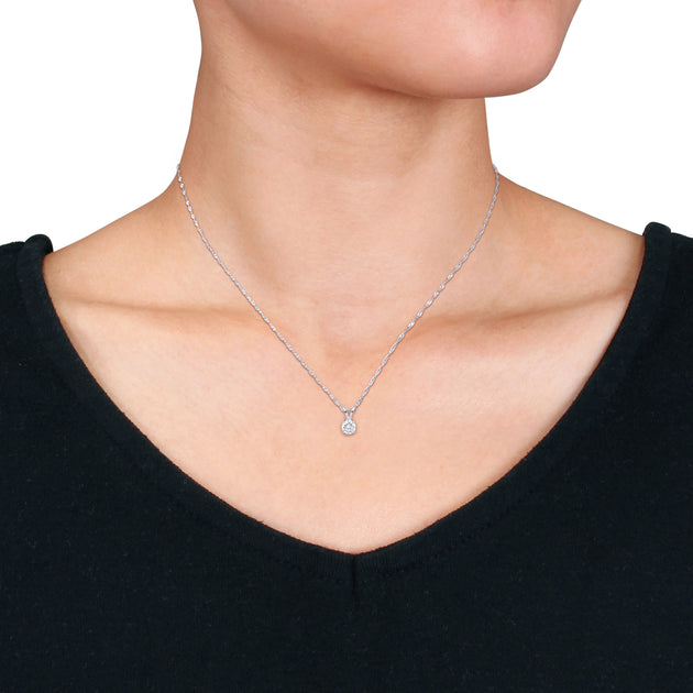 Created Forever 1/2ct TW Lab-Grown Diamond Solitaire Necklace 14k White Gold 17in Silver 3