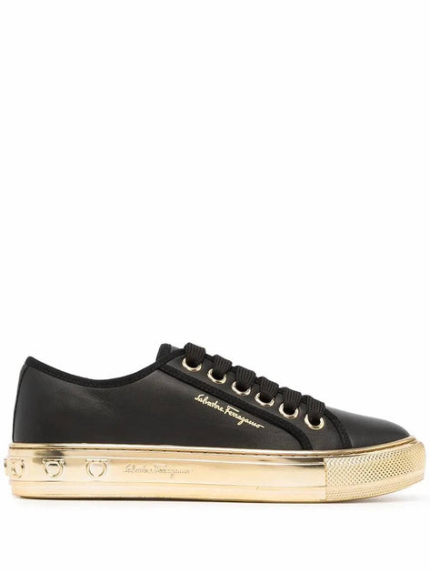 Salvatore Ferragamo Logo-Print Lace-Up Sneakers Black US 4.5 3