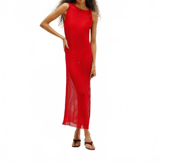 Haight Viscose Yarn Twisted Knit Sleeveless Shift Dress Red Small 2