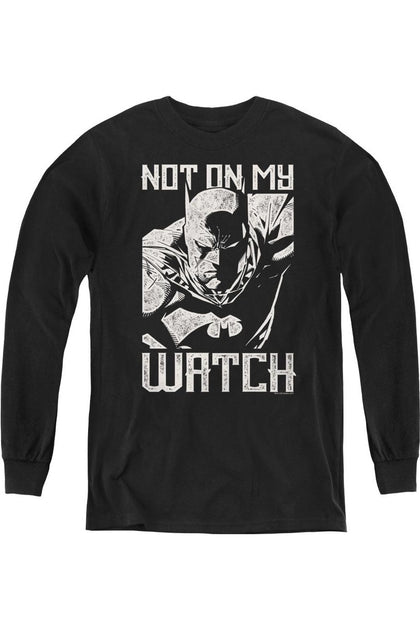 Gildan Batman Watch Youth Long Sleeve Tee Black Small 2