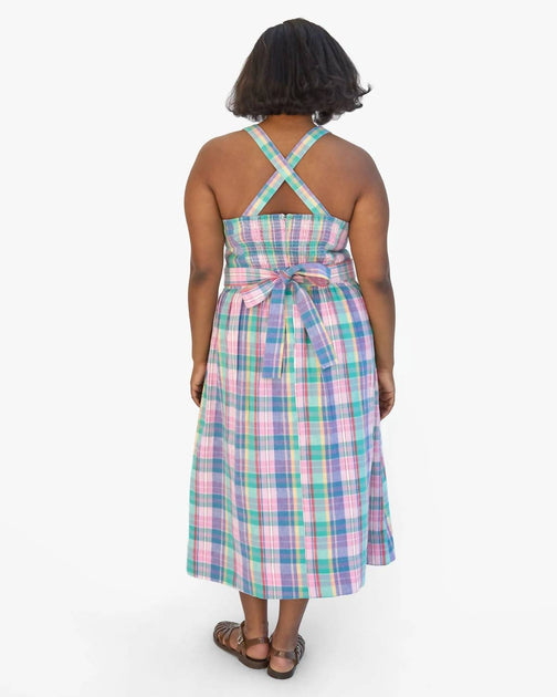 Clare V. Lisette Dress In Madras Multi-Colored | ShopSimon