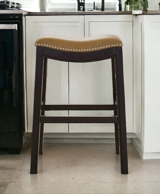 Hivvago 26-inch Backless Bar Chair Tan/Espresso 2