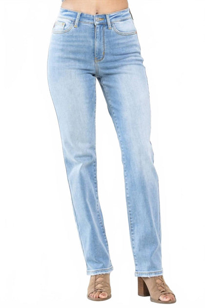 Judy Blue High Waist Thermal Straight Jeans Blue 25 2