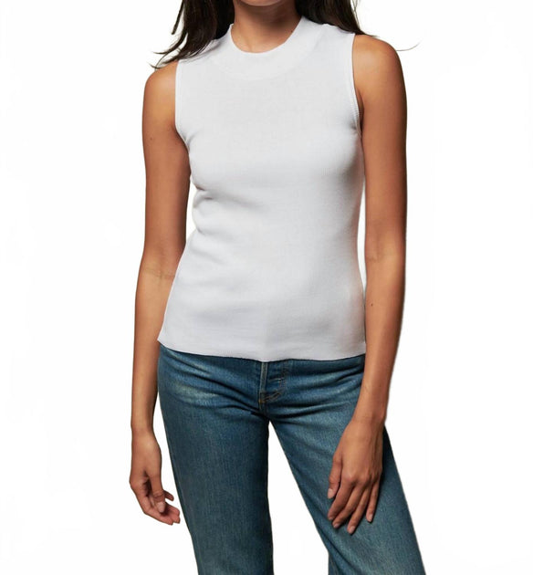 Nation LTD Joan Sleeveless Mock Neck Top White Large 2