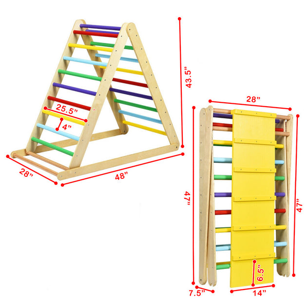 Hivvago Folding Wooden Climbing Triangle with Ramp Multicolor 5