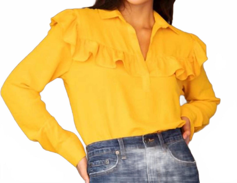 Yana K Trish Ruffle Blouse Yellow Large 2