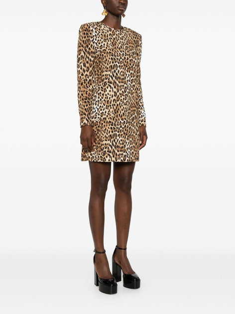 Moschino Leopard Print Cady Mini Dress Brown EU 40 3