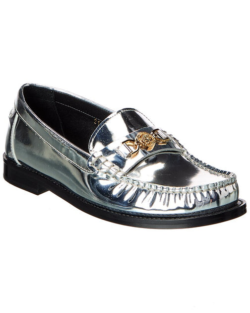 Versace Medusa Leather Loafer Silver EU 39 2