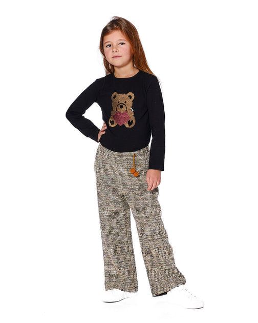 Deux par Deux Tweed Flare Pants Beige and Black US 4T 3