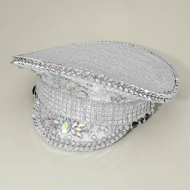 FASHNZFAB Marquise Stone Cluster Captain Hat Blue 4