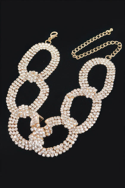 TRUEDAMES Rhinestone Chain Choker Silver 4