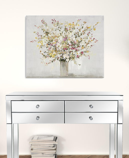 Hivvago Large Colorful Wildflowers Canvas Wall Art Neutral 2