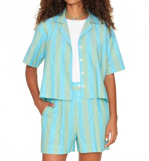 XIRENA Thea Button Front Shirt Blue Large 2