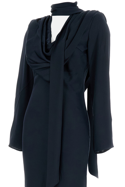 Rotate Birger Christensen Long Draped Satin Dress Black EU 38 4