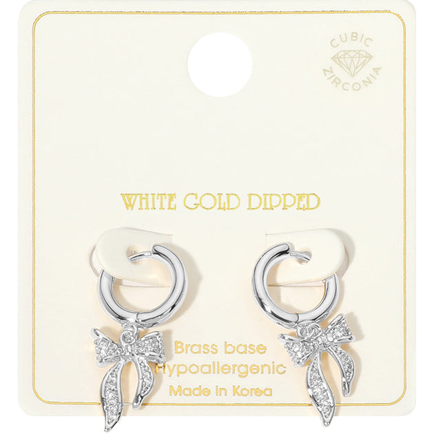 FASHNZFAB Ribbon Huggie Earrings Silver 2