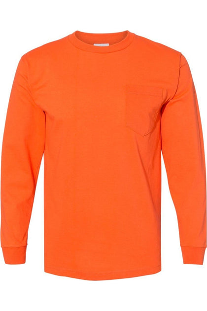 Bayside USA-Made Long Sleeve T-Shirt with Pocket Orange Large 2