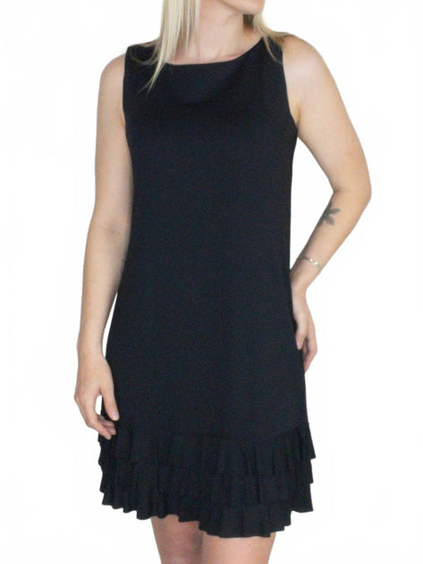 Beachtime Ruffle Trim Mini Dress Black Medium 2