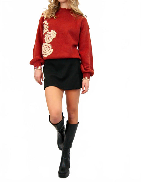 En Merci Wren Pull Brodé Rouge Large 2