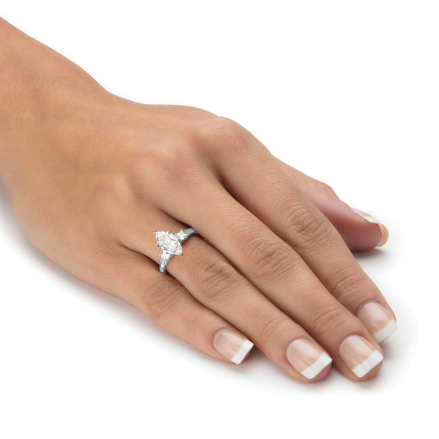 Palm Cubic Zirconia Engagement Ring Silver US 9 4