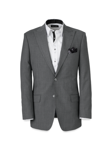 Paul Fredrick Wool Stretch Bengaline Peak Lapel Suit Jacket Grey US 52 Regular 2