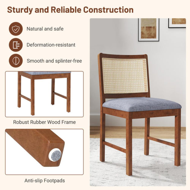 Hivvago Rattan Dining Chair Walnut 4