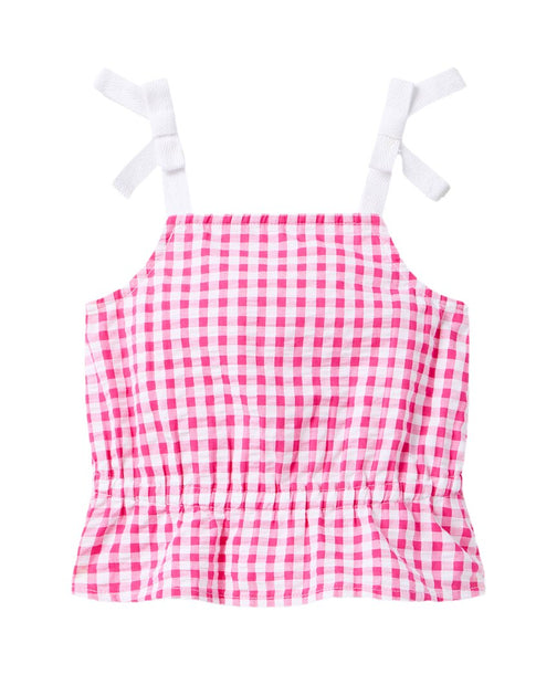 Janie and Jack Gingham Peplum Top Pink US 6 2