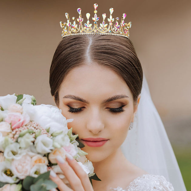 FASHNZFAB Teardrop Cluster Princess Tiara Blue 2