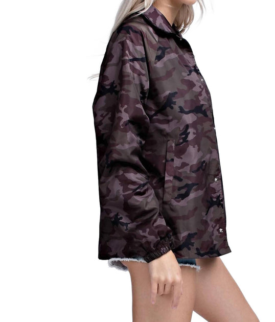 Honey Punch Camo Coaches Jacket Purple Medium 3