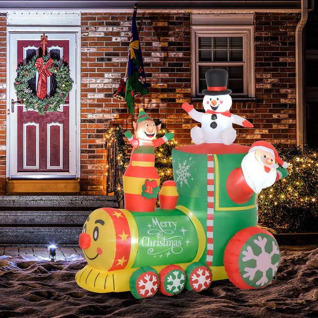 BreeBe 6ft Inflatable Christmas Train Green 3