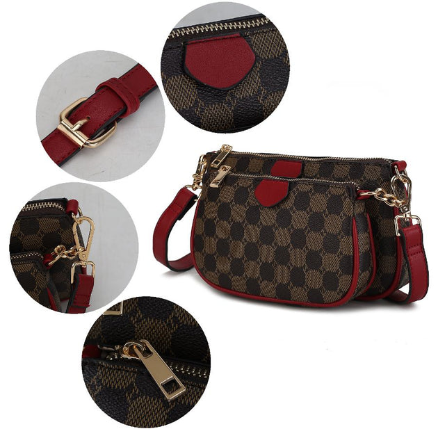 MKF Collection Evanna Crossbody Handbag Set Brown Small 4