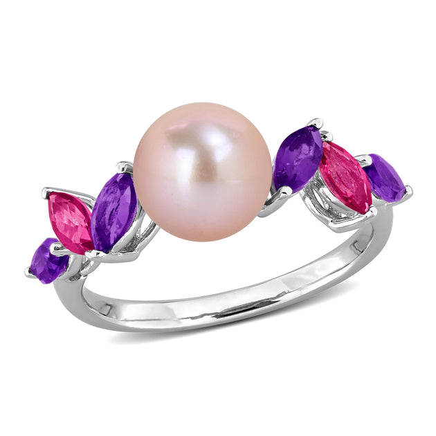 Mimi & Max Pearl Amethyst Topaz Ring Sterling Silver Purple US 7 2
