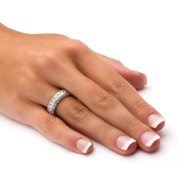 Palm 4.17 TCW Cubic Zirconia Eternity Ring Silver US 10 4