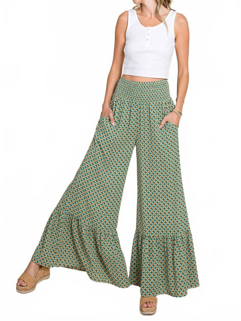Cotton Bleu Flowy Pantalon Large Multi Small 2