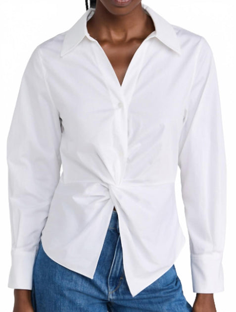 SOMETHING NAVY Twist Front Button Up Blouse White XS 3