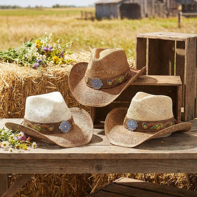 FASHNZFAB Western Straw Cowboy Hat Multi One-Size 4