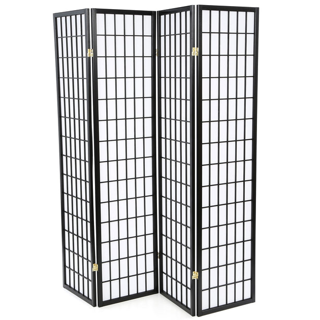 Hivvago 4-Panel Shoji Room Divider Black 2