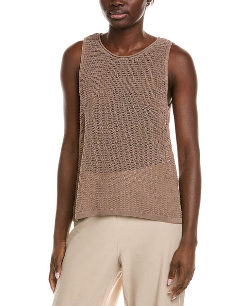 EILEEN FISHER Textured Sweater Tank Brown Large 2