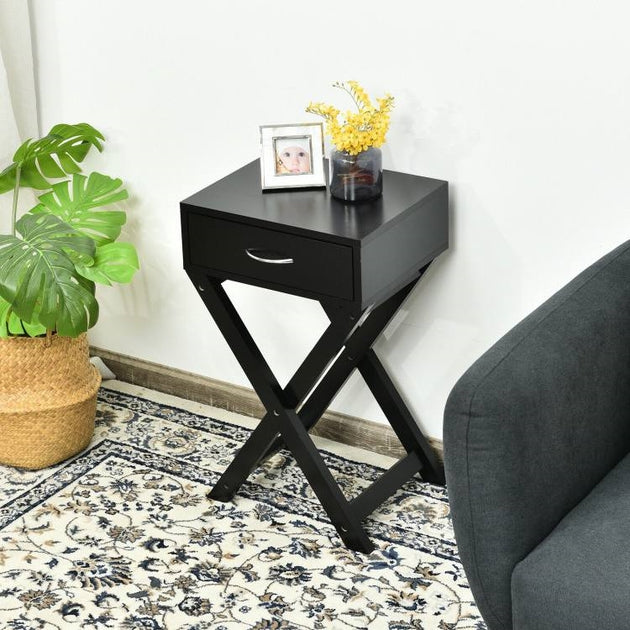 Hivvago X-Shape Nightstand Brown 4